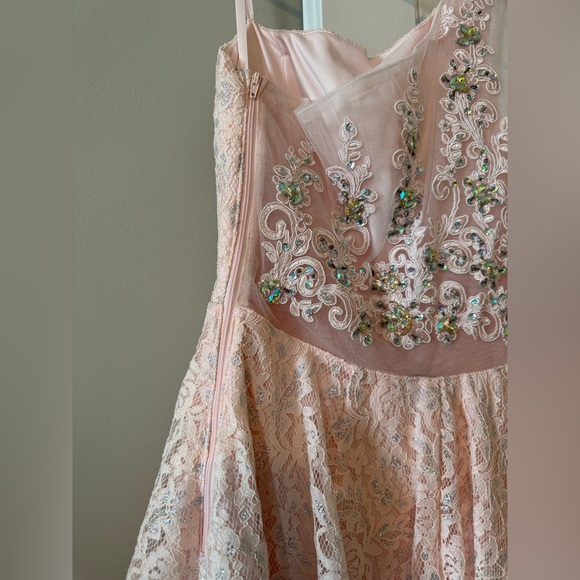 NWOT Sequin Hearts Juniors Women’s Size 3 Pink Silver Dress Mesh Rhinestone Back - Picture 6 of 11